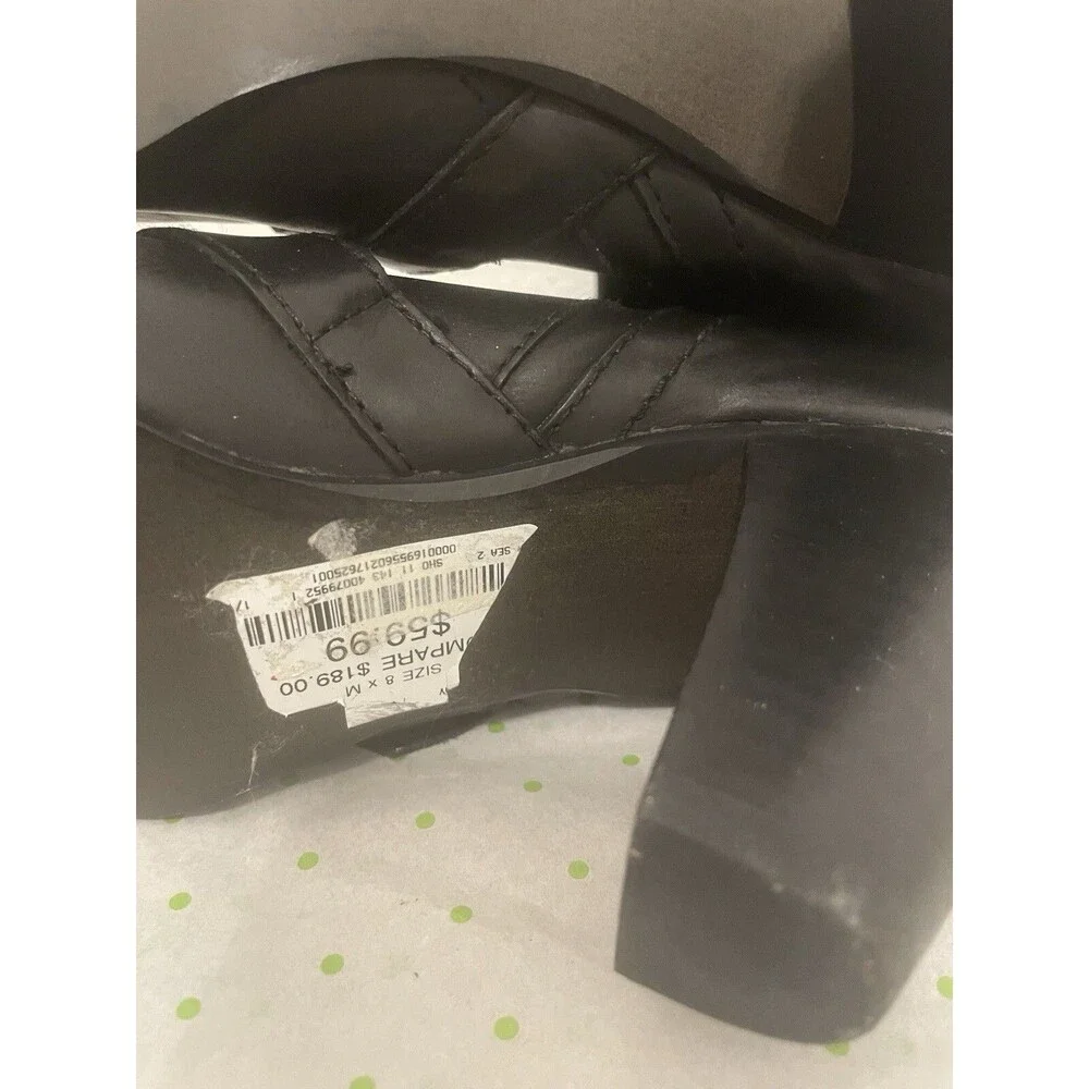 Women’s Size 8 7.5 Boots Shoes Steve Madden Freeway Dark Black Leather High Heel